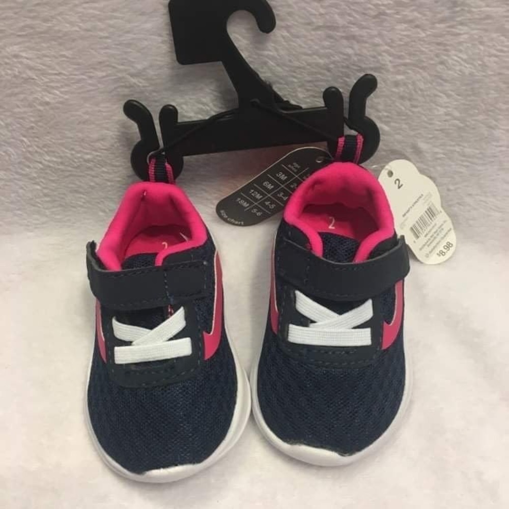 Wonder Nation Sneakers Baby 2 Navy Pink New Mesh Hook Loop‎ Athletic Shoes